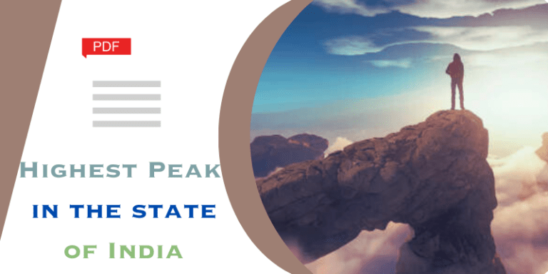 Highest Mountent Peak In Indian State Wise